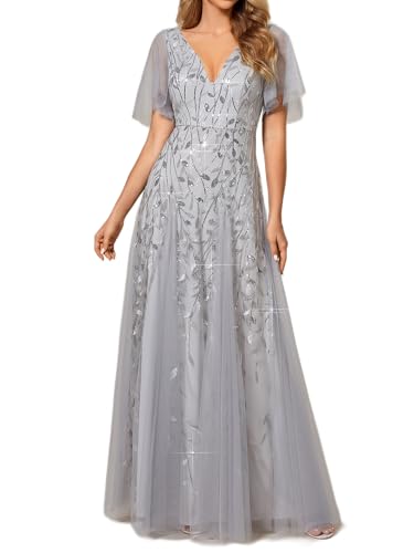 Image of Ever-Pretty Women's Sequin V-Neck Formal Mother of the Bride Dresses