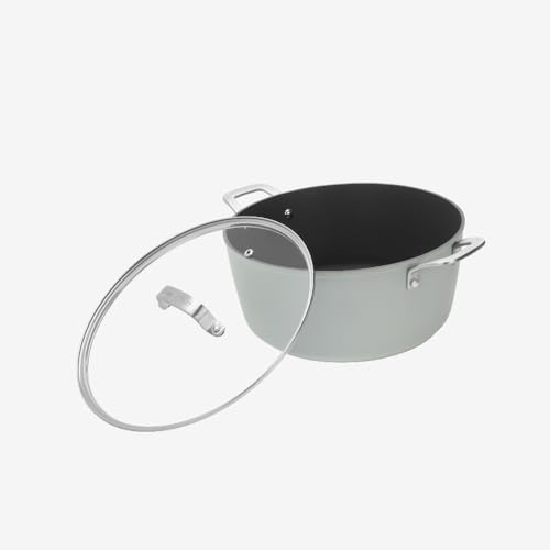 Laura Ashley Cazuela Antiadherente de 28 cm con Tapa – Olla Grande de 6,6 Litros en Aluminio, Compatible con Todo Tipo de Cocinas y Horno – Ideal para Comidas Familiares y un Servicio Elegante