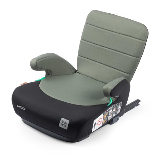 BABYAUTO – Alzador con Respaldo Desmontable DOKA i-Fix ISOFIX (125-150 cm, 6-12 Años) – Grupo 2/3 – Confortable y Seguro – Homologado ECE R129 – Color: Olive Green
