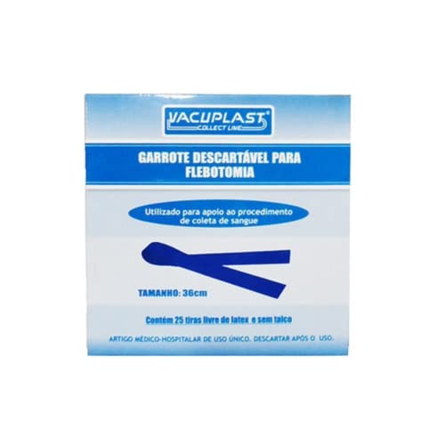Torniquete (Garrote) Descartável de 36cm - 25 Tiras