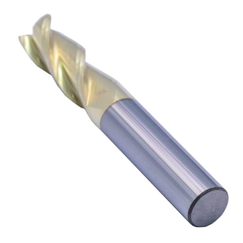 Image of BestParts 3 /8 inch 3 Flute Solid Carbide End Mill for Aluminum - ZrN Coated | 37 Degree Helix, 3 /8 inch Cutting Diameter, 3 /8 inch Shank Diameter, 1 inch Length of Cut, 2-1 /2 inch Overall Length, Square End