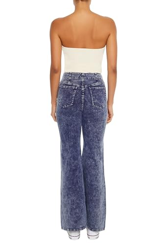 Forever 21 Women's Acid Wash Twill Flare Pants4