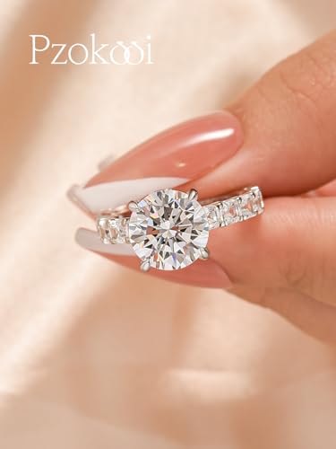 4.0ct Round Cut Engagement Ring for Women,Luxurious Half Eternity925 Sterling Silver Promise Ring for Wedding, Travel, Daily3