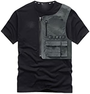 ZXSXDSAX Manches Courtes pour Hommes Men’s Black 100% Cotton Patch… ZXSXDSAX Manches Courtes pour Hommes Men’s Black 100% Cotton Patch…