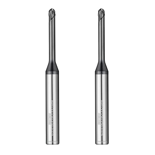 Image of Tools Ball Nose Carbide End Mill, TiAlCN Coating, CNC Cutting Tools for Stainless Steel,Hardened Steels,High Temp Alloys,Medium Alloy Steels, 2 Flute, 1 /4 Shank,(Ball Mills 1 /8-2.5 inch 2pcs)