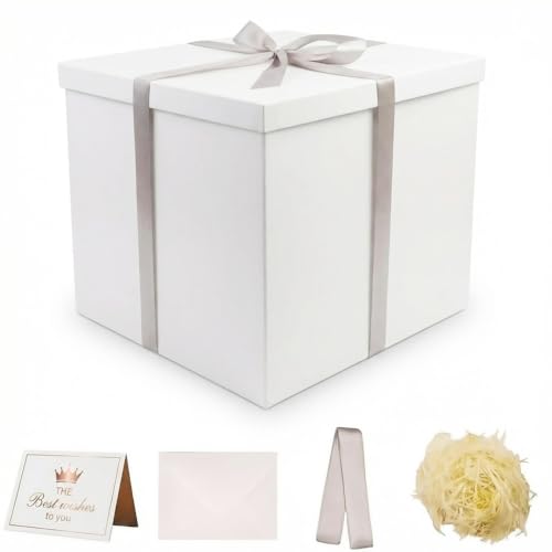 Boîte cadeau blanche avec couvercle 30,5cm grand emballage carton pour fêtes