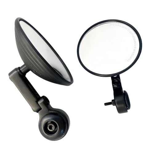 Image of ANSARI'S Trader Motorcycle Anti Glare Handlebar Bar End Mirrors Rear view Round Mirror Foldable and Adjustable Mirror Set of 2 Black Suitable For Jawa 42 Bobber