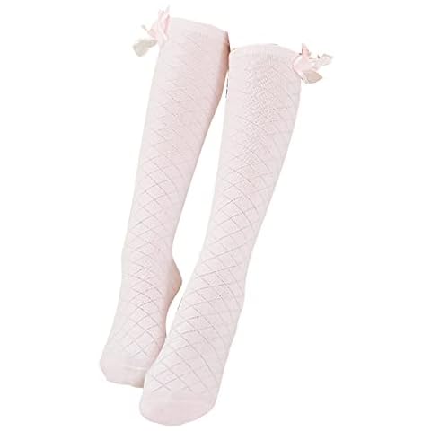 Girls Cotton Knee High School Socks with Bows Cover