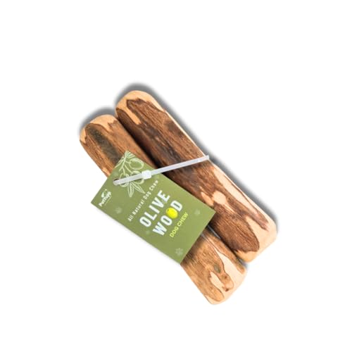 PetYupp Natural Olive Wood Dog Chew Small, 2 Count - Promotes Dental Health, Reduces Tartar & Chewing Exercise for Aggressive Chewers, Small, Medium & Large Dogs - Safe Chew Toy for Puppy