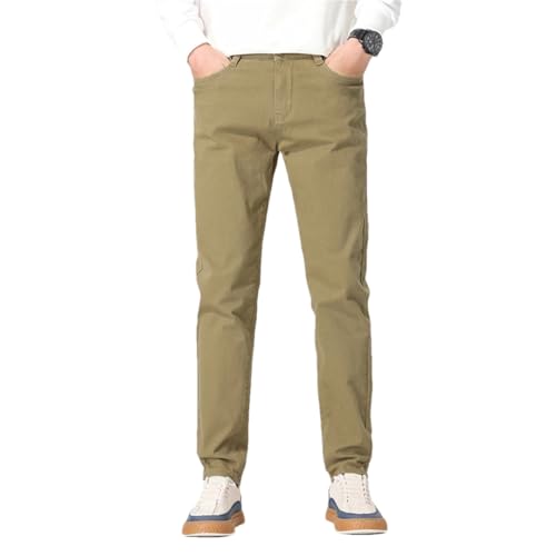 Men Straight Black Jeans Vintage Loose Denim Jeans Pants Khaki 33