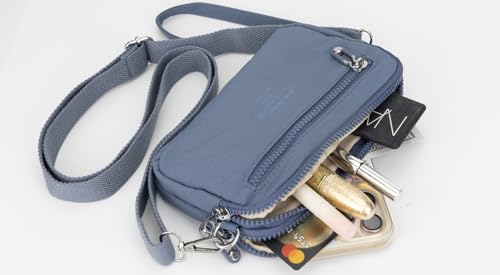 Image of JANKS Small Crossbody Bags for Women Wristlet Wallets Nylon Shoulder Bag with 4 Zipper Carry All Purse Credit Card Holder