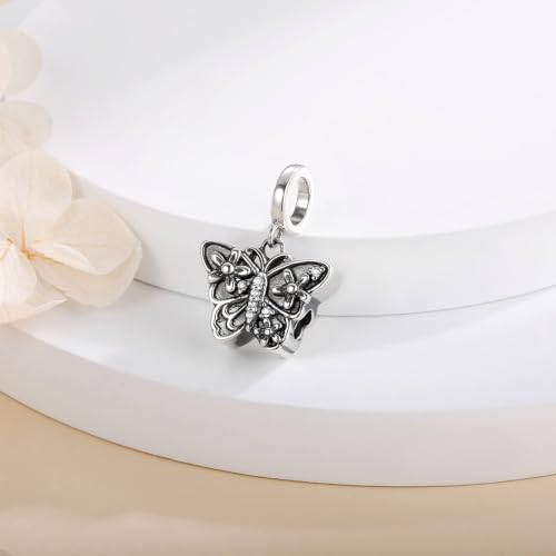 925 Sterling Silver Butterfly Cremation Urn Charm, Memorial Keepsake Bead for Bracelet, Necklace3