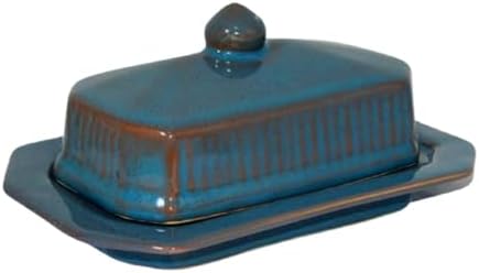 Manteigueira Retangular Cerâmica Grande Azul 21x14 300g