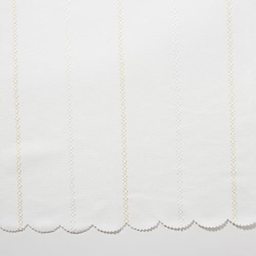 cloth shop 布や カフェカーテン UV 断熱 外から見えにくい ミラーレース 小窓用 幅 約100x丈70cm [CAL-WH ストライプ アイボリー] [3]