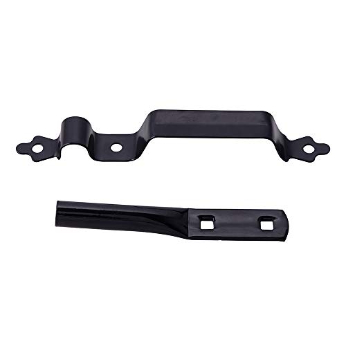 Home Master Hardware Wood Gate Hardware Set - Heavy Duty 8" Decorative Strap Hinges And Spring Loaded Latch Gate Kit With Screws For Outdoor Fence Swing Gate Black Finish #TOP6