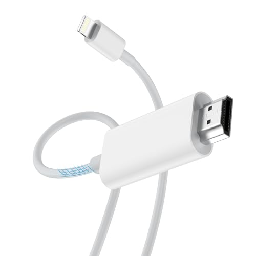 [Apple MFi Certified] Lightning to HDMI Adapter for iPhone,Digital AV Audio Dongle,2K Sync Screen Connector Cable 6.6ft HDTV Converter Cord for iPhone,iPad to TV/Projector/Monitor No Need Power