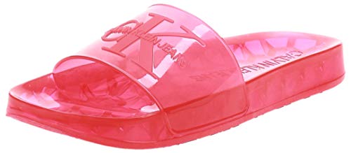 Calvin Klein Jeans Womens Elva Sandal Tomato Transparent Rubber