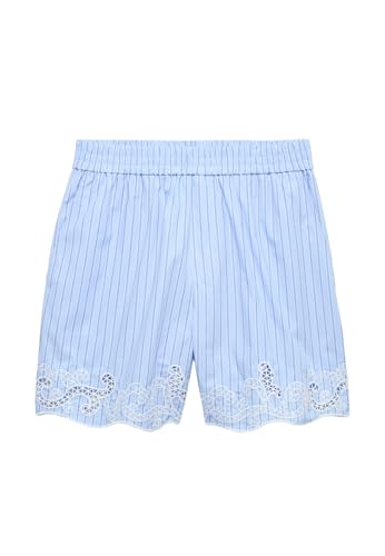 Marks & Spencer Gestreifte Shorts Aus Reiner Baumwolle Mit Stickerei Damen Blau UK 10 (EU 38)
