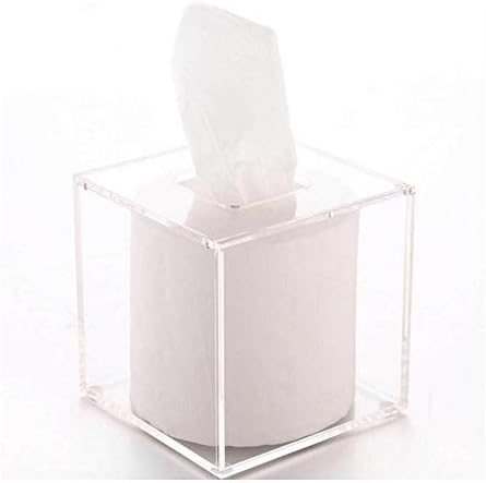 Mruiks Square Facial Tissue Dispenser Box Cover Holder Clear Acrylic Napkin with Magnets in The Four Corner AT003 (Clear)