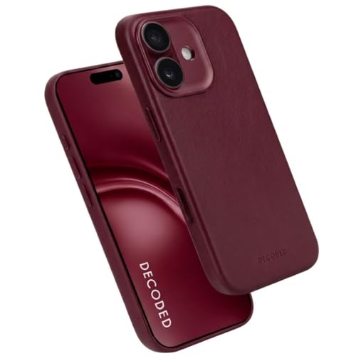 DECODED Coque pour 17, Cuir ECCO Premium, Compatible avec MagSafe, Magnétique, Protection Caméra, Bouton Camera Control, Anti-Rayures, Rouge