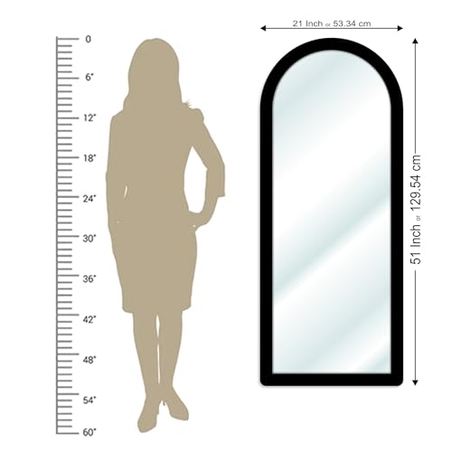 Image of Creative Arts n Frames 21 x 51 inch Full Length Dressing Chevel Long Fiber Wood Arch Framed HD Mirror Home Wall Living Room Decor Items (Classic Black Color Framed HD Arch Mirror)