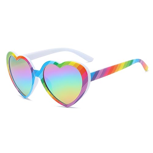 Gleyemor Polarized Rainbow Heart Sunglasses for Women Trendy Glasses Fashion Pride Accessories