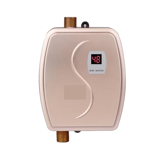 Termo Electrico, Calentador De Agua Eléctrico De 3400W, Calentador De Agua Caliente Instantáneo Sin Tanque, Caldera De Flujo De Agua For Cocina, Baño Y Ducha,Para cocina, baño, lavado.(Rose gold)
