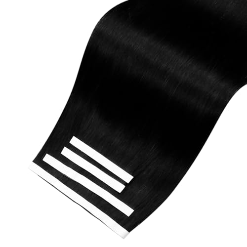 Image of LaaVoo Tape in Weft Hair Extensions Human Hair 20 inch Weft Tape in Extensions Jet Black Invisible Tape Hair Extension Human Hair 1200g 4pcs