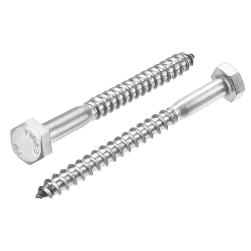 Tool Parts and Accessories M6 X 70mm 304 Stainless Steel Half Thread Hex Lag Screws for Wood Screw 10Pcs (#CN-140824-09266)