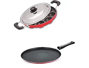 SEREE Combo 2Pcs Set of Crispy Dosa Tawa Appam pan,Paniarakkal Pan,Paddu Maker,Ponganal Maker,paniyaram Pan, Cookware Set Cookware Set