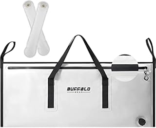 Buffalo Gear Insulated Fish Cooler Bag 40x18In,Leakproof Fish Kill Bag with 2 Reusable Cooler Ice Packs Large Portable Waterproof Fish Bag Keep Ice-Cold More Than 48 Hours (Watertight Zipper)