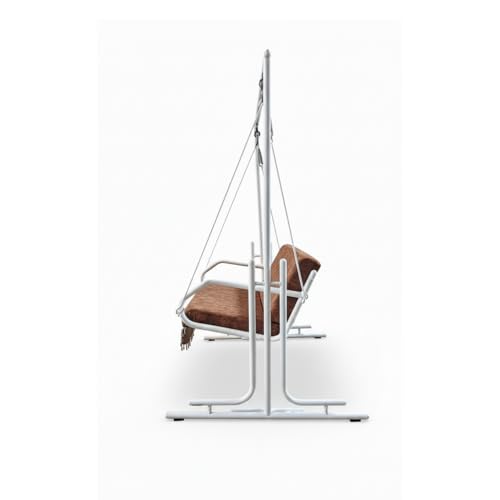 Image of Jhula with Stand for Adults - Powder-Coated Metal Swing for Home, Living Room, Balcony & Terrace (White, 2 Seater)
