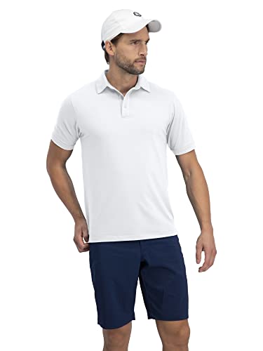 Image of Three Sixty Six Golf Shirts for Men - Dry Fit Short-Sleeve Polo, Athletic Casual Collared T-Shirt, White Out, Medium