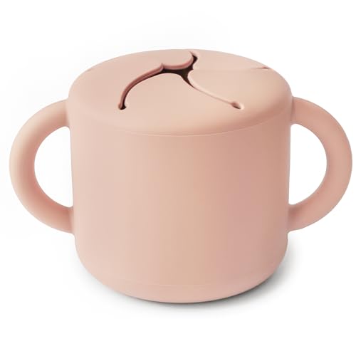 Image of mushie Silicone Snack Cup | Spill Proof Food Container for Toddler and Baby (Blush)