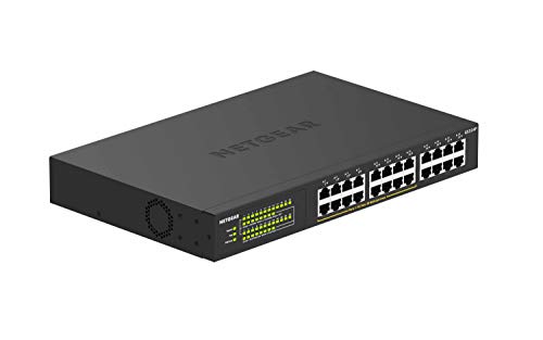 NETGEAR-Switch-PoE-de-24-Puertos-GS324P-Switch-Ethernet-Unmanaged-con-16-x-PoE-a-190-W-montaje-sobremesapared