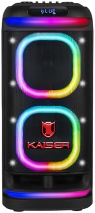 Kaiser Bocina One Body Bluetooth con Doble Woofer 8", Luz LED Cuadrada