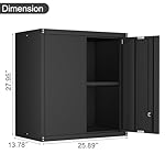 Metal Cabinet,Garage Cabinets Wall Mounted,Wall Storage Cabinet with Doors,Home Office,Utility Room,Black - Image 3