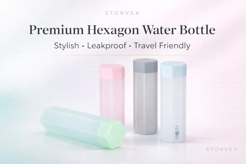 Image of Frosty Unbreakable Water Bottle 1 Litre | Set of 6 | Plastic Water Bottle | Office Bottle | Gym Bottle | Home | Kitchen (TWISTED) (FROSTY OCTAGONE BOTTLE)