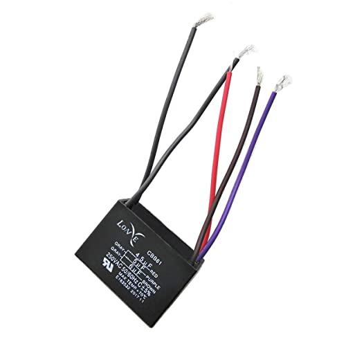 LONYE 5 Wire Ceiling Fan Capacitor Replacement for New Tech CBB61 250VAC 50/60 Hz 4.5 + 5 + 6μf