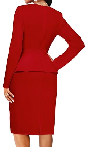 Image of Women's Bodycon Pencil Dress Vintage Teacher Office Modest Business Wear to Work Sheath Suiting Dresses