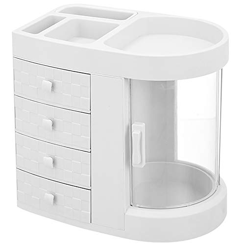 JOMSK Caja de Almacenamiento de Escritorio Tipo de cajón de Escritorio Tipo de Piel Cuidado de Productos Rack Caja de Almacenamiento cosmético de Gran Capacidad (Color : White, Size : 27.5x29.5x17cm) Cover