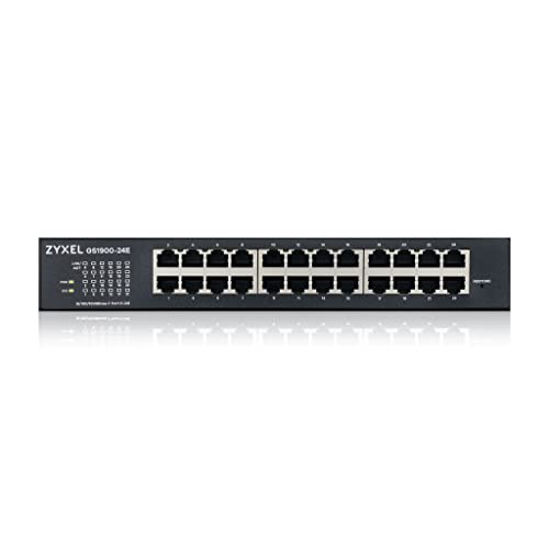 Image of Zyxel 24 Port Ethernet Switch | Smart Managed Gigabit Network Switch | 24x GbE RJ-45 Ports | 48 Gbps Switching Capacity | Wall or Rack Mount, Mounting Kits Included | Fanless | GS1900-24E