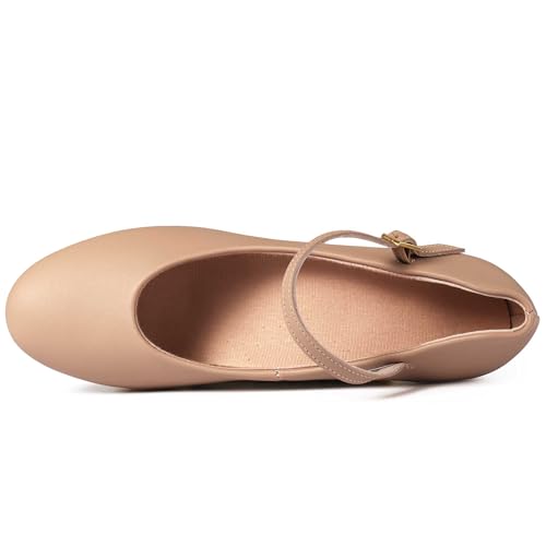 Image of Linodes PU Leather Ankle Strap Character Shoe 1.55'' Dance Shoes for Women-UPD