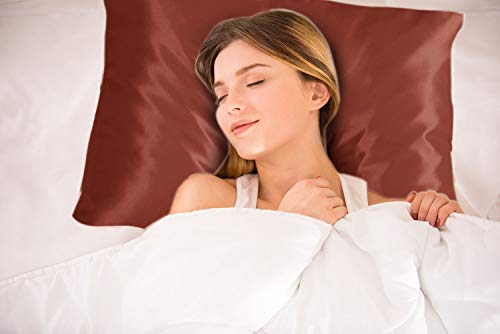 ShopBedding Satin Pillowcase with Zipper, for Hair and Skin Care, Feels Soft and Cool Like a Silk Pillowcase, Satin Pillow Cases 2 Pack, Slik Pillow Cover, Rust - King Size, Set of 2 - Blissford - Thumbnail 5