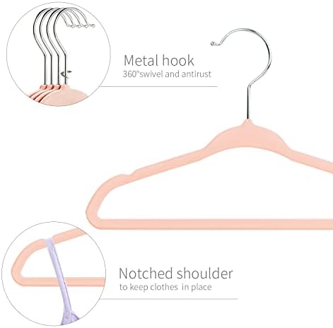 ManGotree Baby Velvet Hangers, Infant and Toddler Hangers, No-Slip Children Hangers, Ultra-Slim Space Saving, Sturdy & Durable Kids Clothes Hangers with 8 Age-Labeled Dividers, 36 Pack (Light Pink)