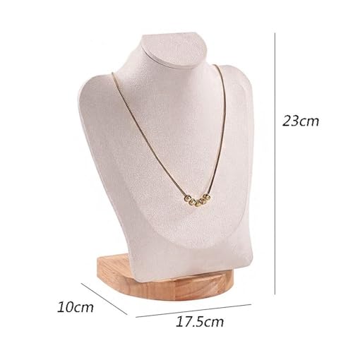 Présentoir bijoux collier en bois vert style buste - 3