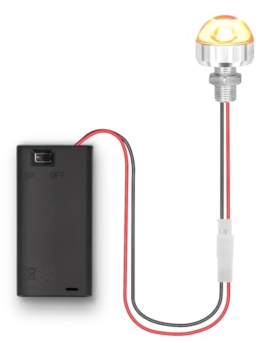 Portapilas AA con minilámpara LED e Interruptor Kit de iluminación para casa de muñecas, Luces LED en Miniatura Que Funcionan con Pilas, Caja de Pilas de 3 V, 1 Paquete(Warm White)