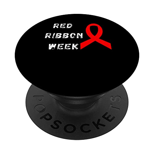 Red Ribbon Week Awareness - Cinta roja divertida para la semana PopSockets PopGrip Intercambiable
