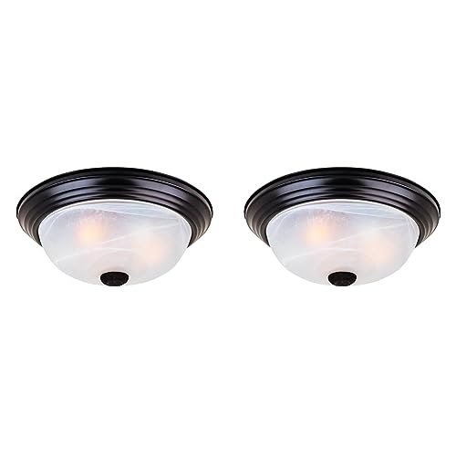 DESIGNERS FOUNTAIN11 inch 2-Light Flush Mount Ceiling Light Fixture, Oil Rubbed Bronze, 1257S-ORB-AL (Pack of 2)