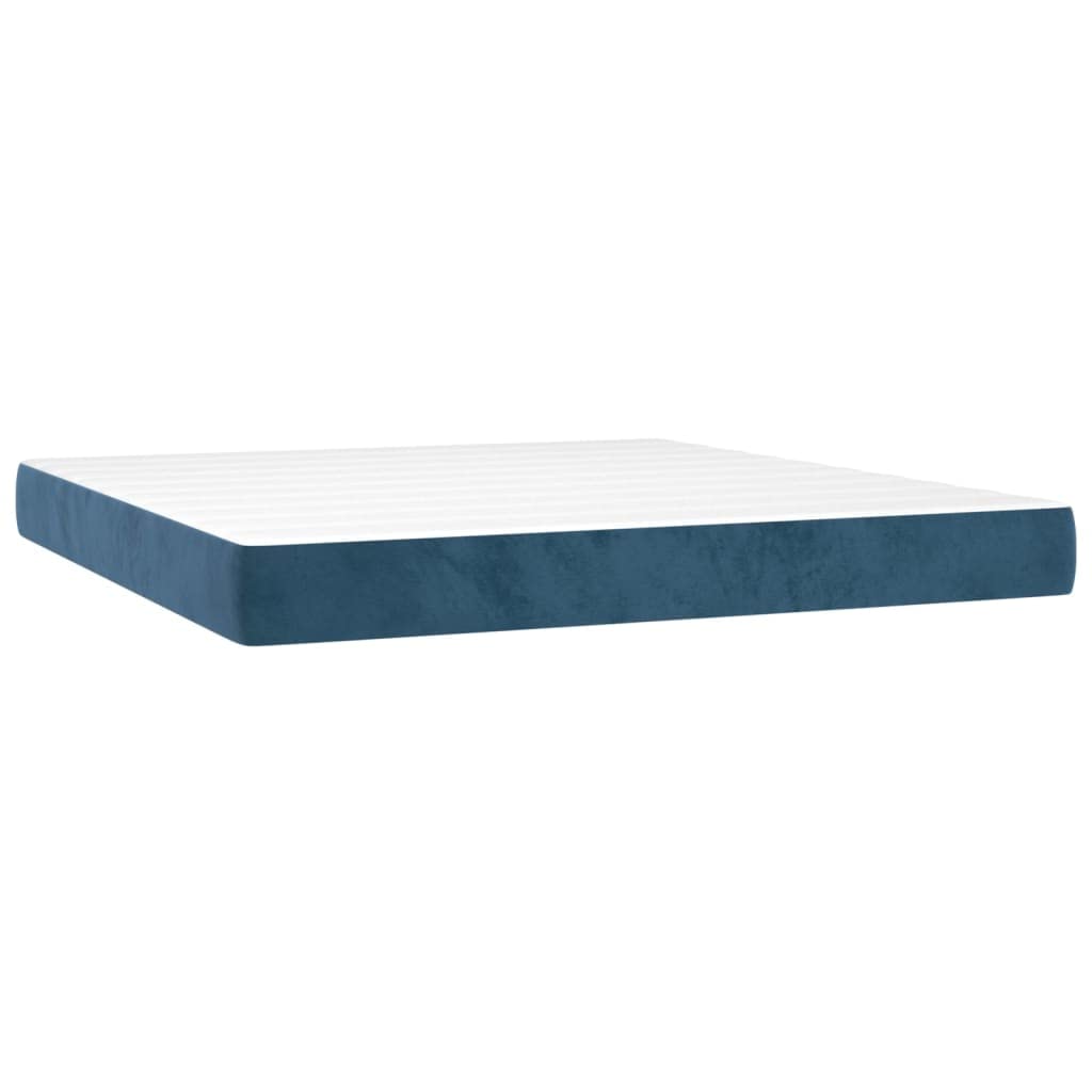 vidaXL Giroletto a Molle con Materasso Blu Scuro 180x200 cm in Velluto